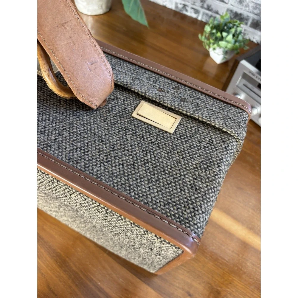 Vintage Hartmann Suitcase Walnut Tweed Leather Luggage⭐️21